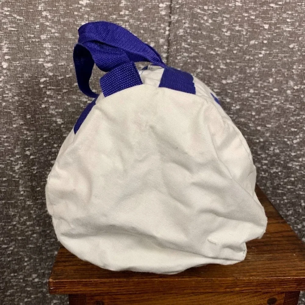 Vintage Bermuda Canvas Duffle Travel Bag Blue/White Double Handle‎